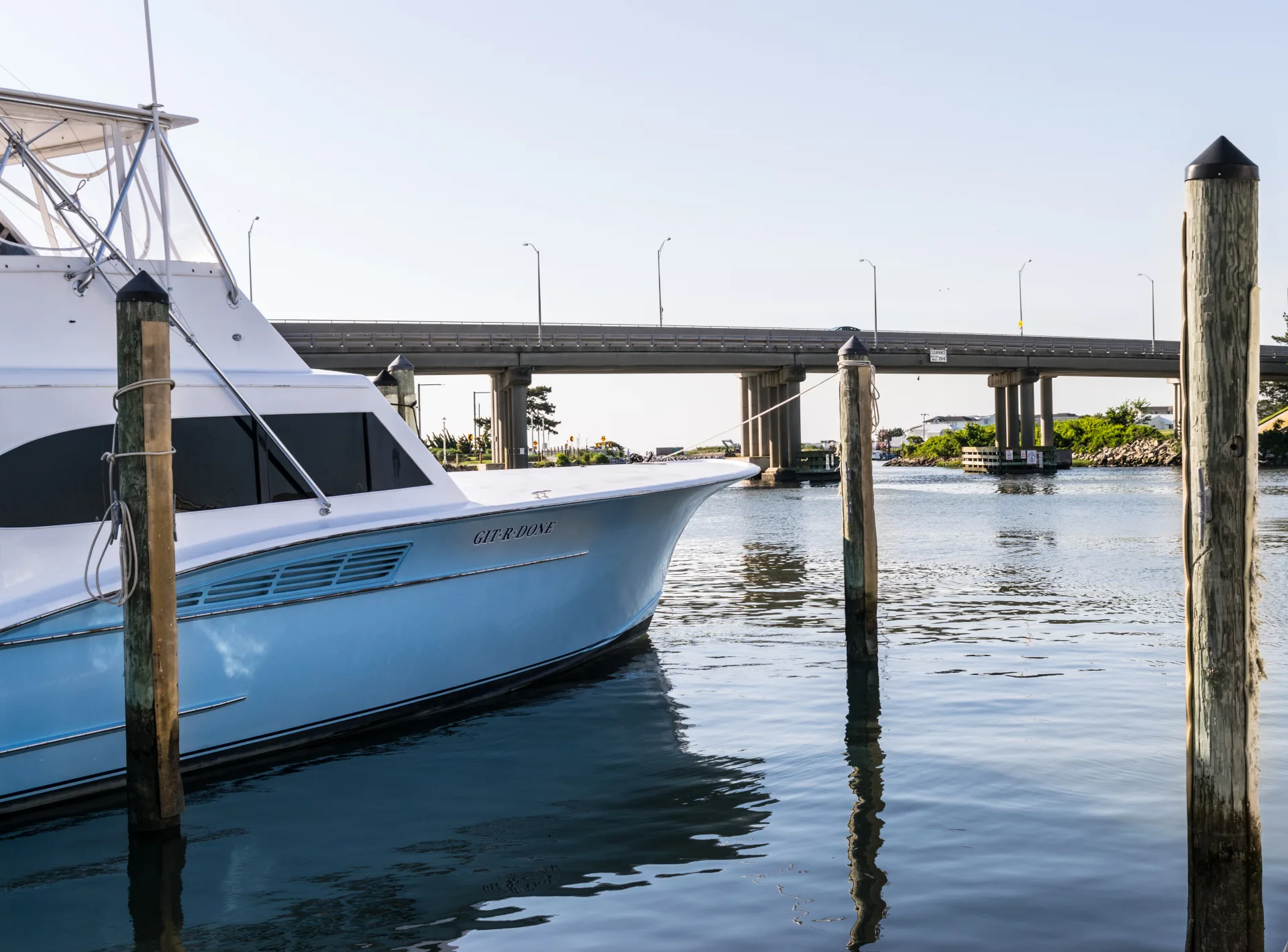 Fishing boats along Rudee Inlet in Virginia Beach